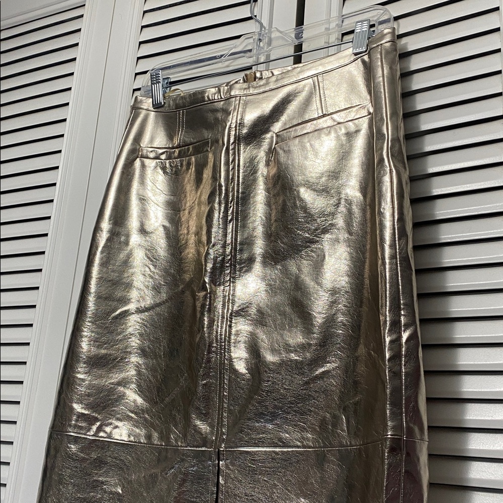 Soaked Danila Metallic Gold Midi Vegan Leather Skirt - Picture 5 of 8